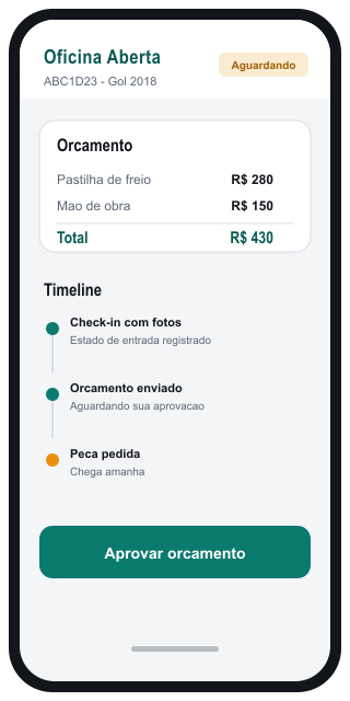 App no celular: orçamento e acompanhamento do serviço